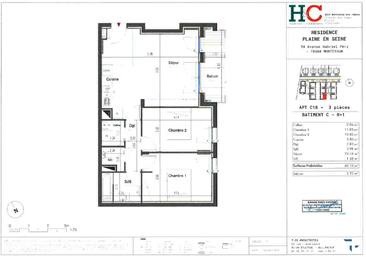 
																			3 pièces - 
																		1er étage - 60m² - 1 241,61 € - Photo #0