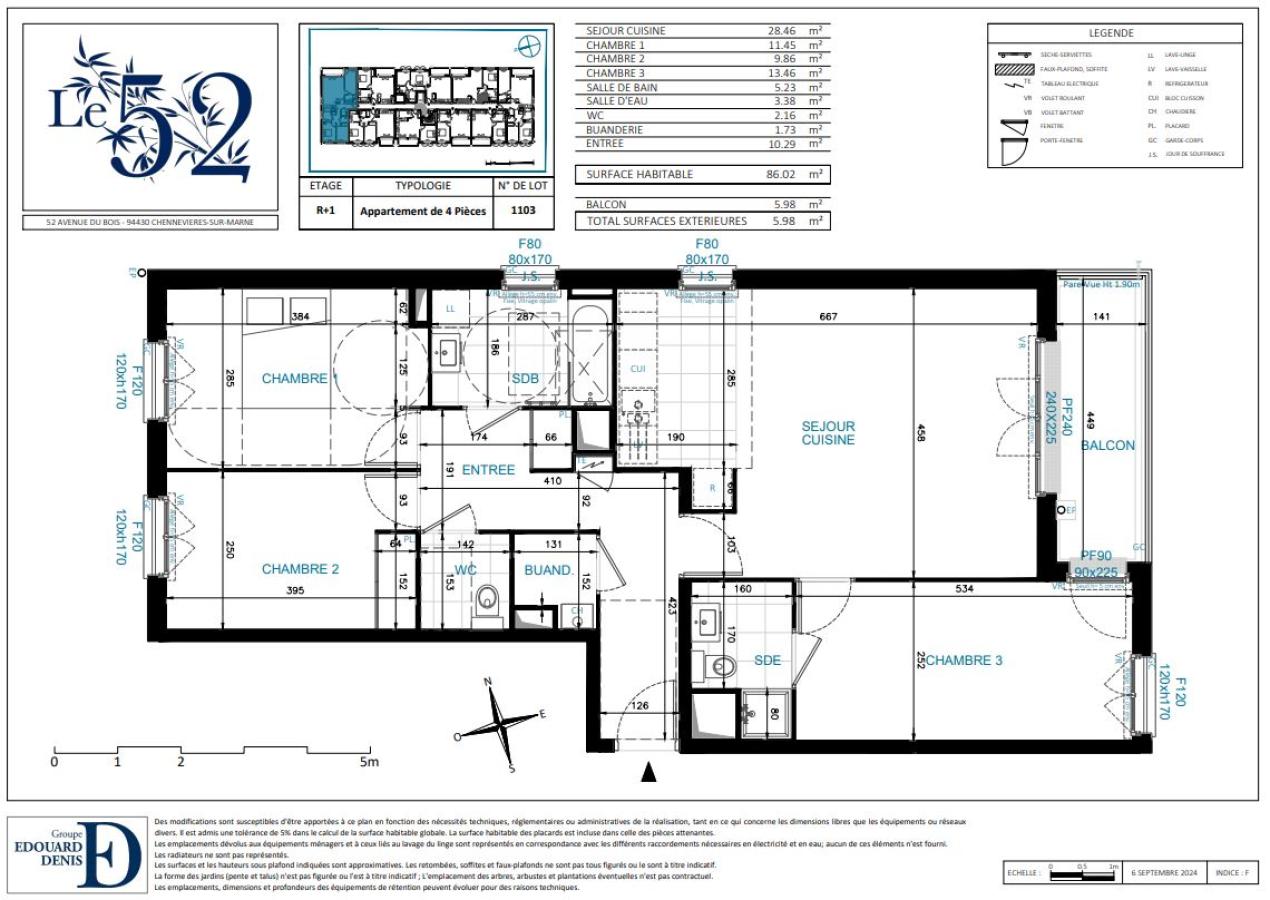 
																			4 pièces – 
																		1er étage – 86m² - 1 468,86 € - Photo #0