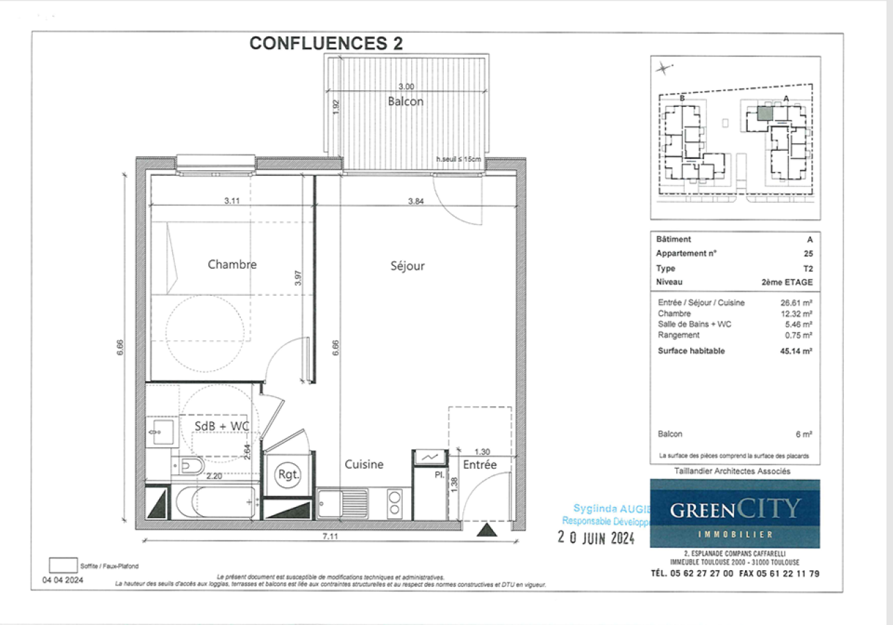 2 pièces - 2ème étage - 45m² - 630,03 € - Photo #1