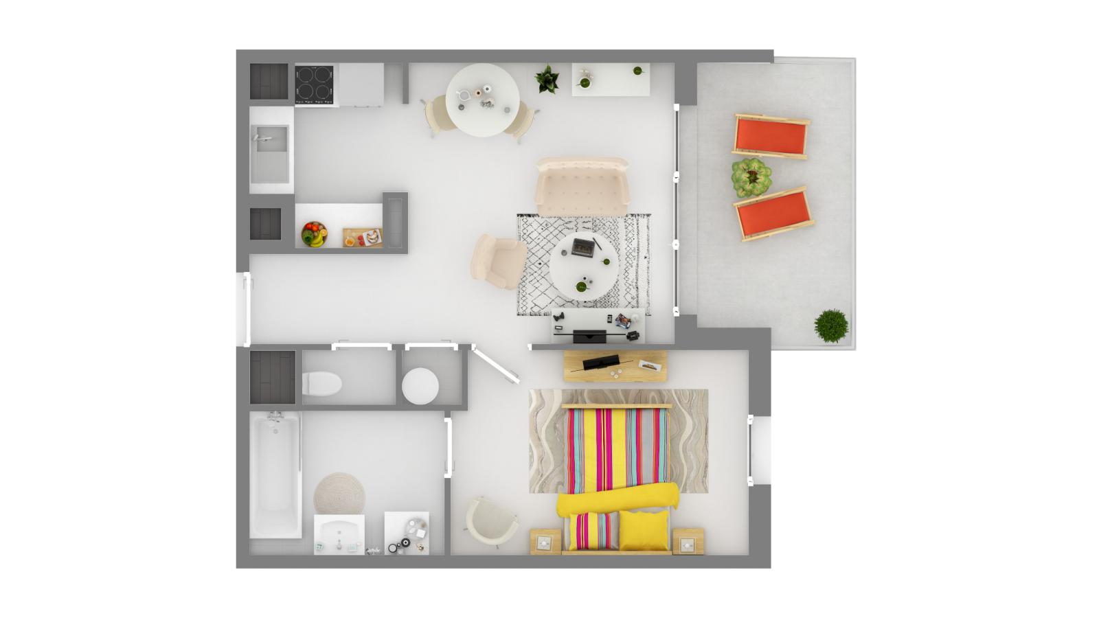 
																																							2 pièces - 
																																						3ème étage - 40m² - 1 045,49 € - Photo #6