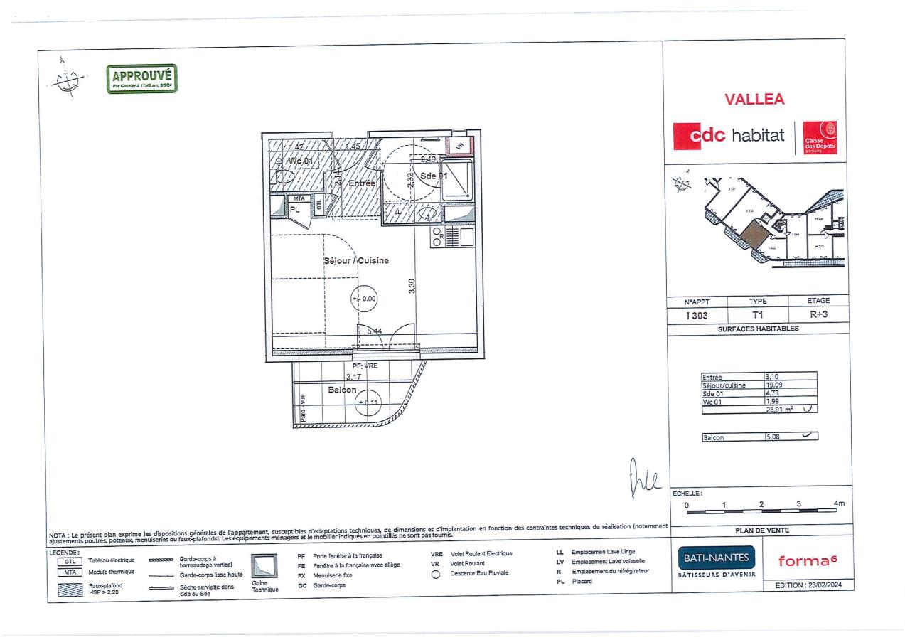 
																			1 pièce - 
																		3ème étage - 29m² - 547,43 € - Photo #1