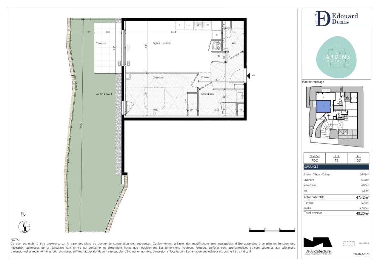 
																																							2 pièces - 
																																						RDC - 47m² - 936,45 € - Photo #1