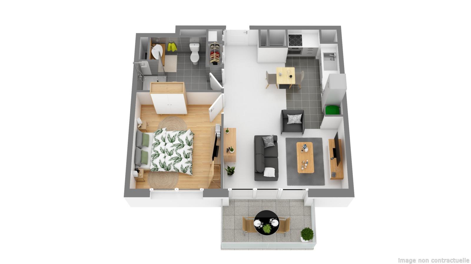 
																																							2 pièces - 
																																						1er étage - 45m² - 550,06 € - Photo #1