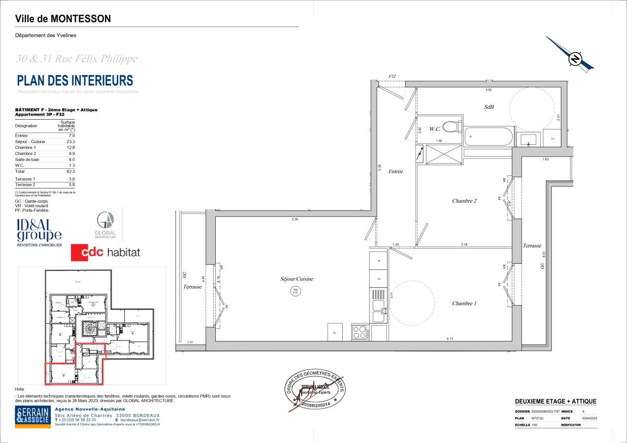 3 pièces - 3ème étage - 62m² - 1 248,12 € - Photo #3