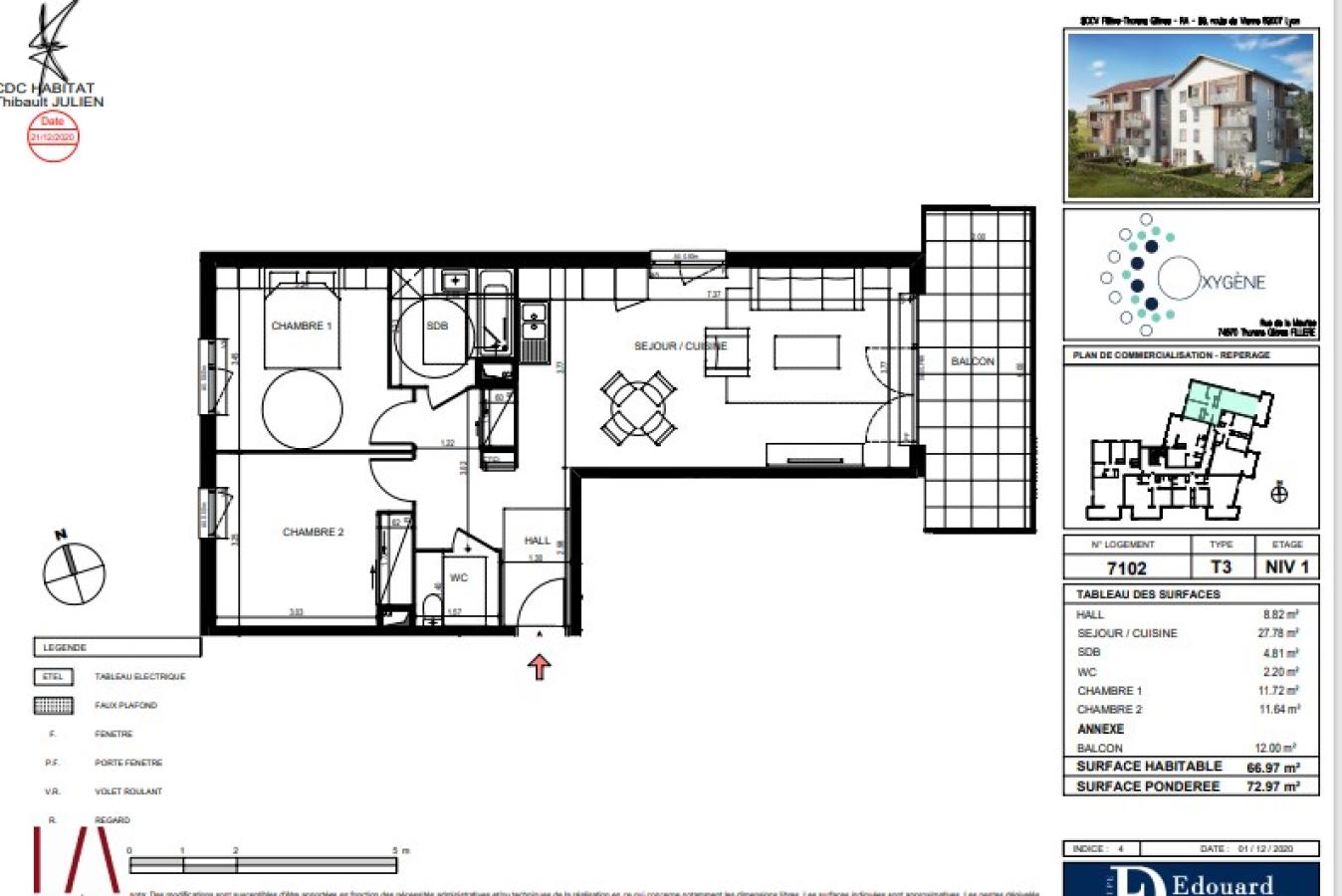 
																			3 pièces - 
																		1er étage - 67m² - 935,78 € - Photo #0