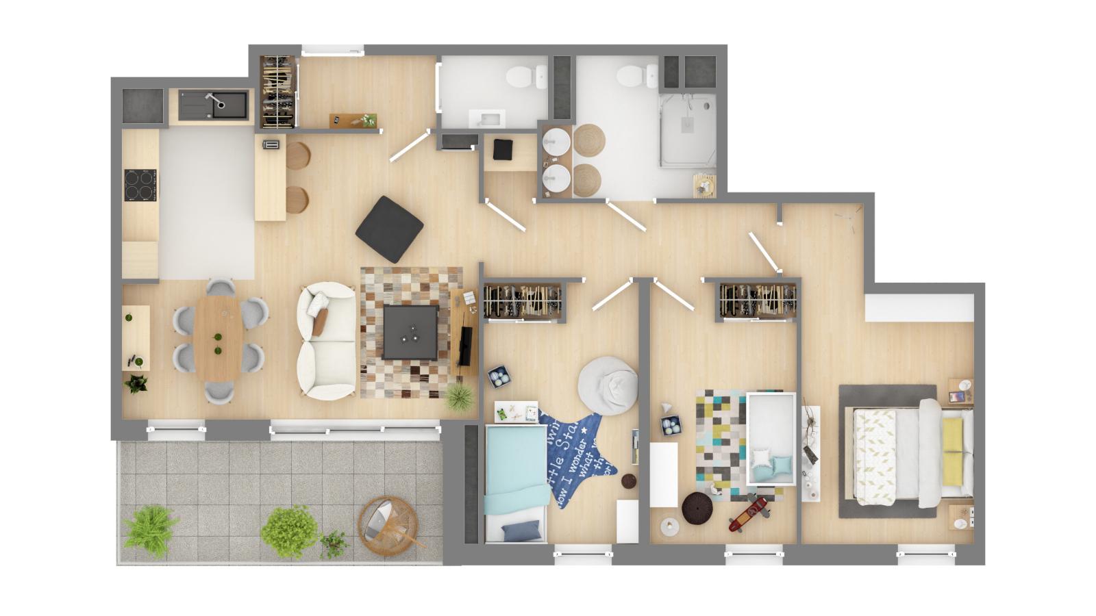 
																			2 pièces - 
																		6ème étage - 45m² - 166 400 € - Photo #4