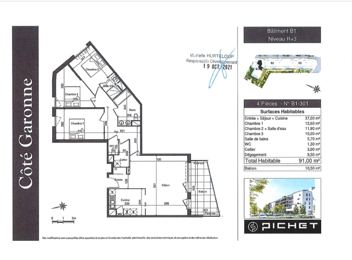 4 pièces - 3ème étage - 90m² - 1 029,90 € - Photo #1