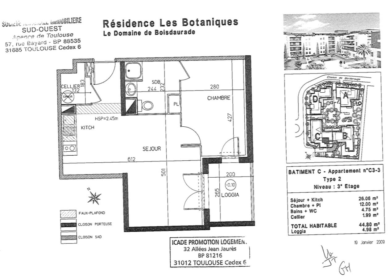 
																			2 pièces - 
																		3ème étage - 45m² - 622,66 € - Photo #6