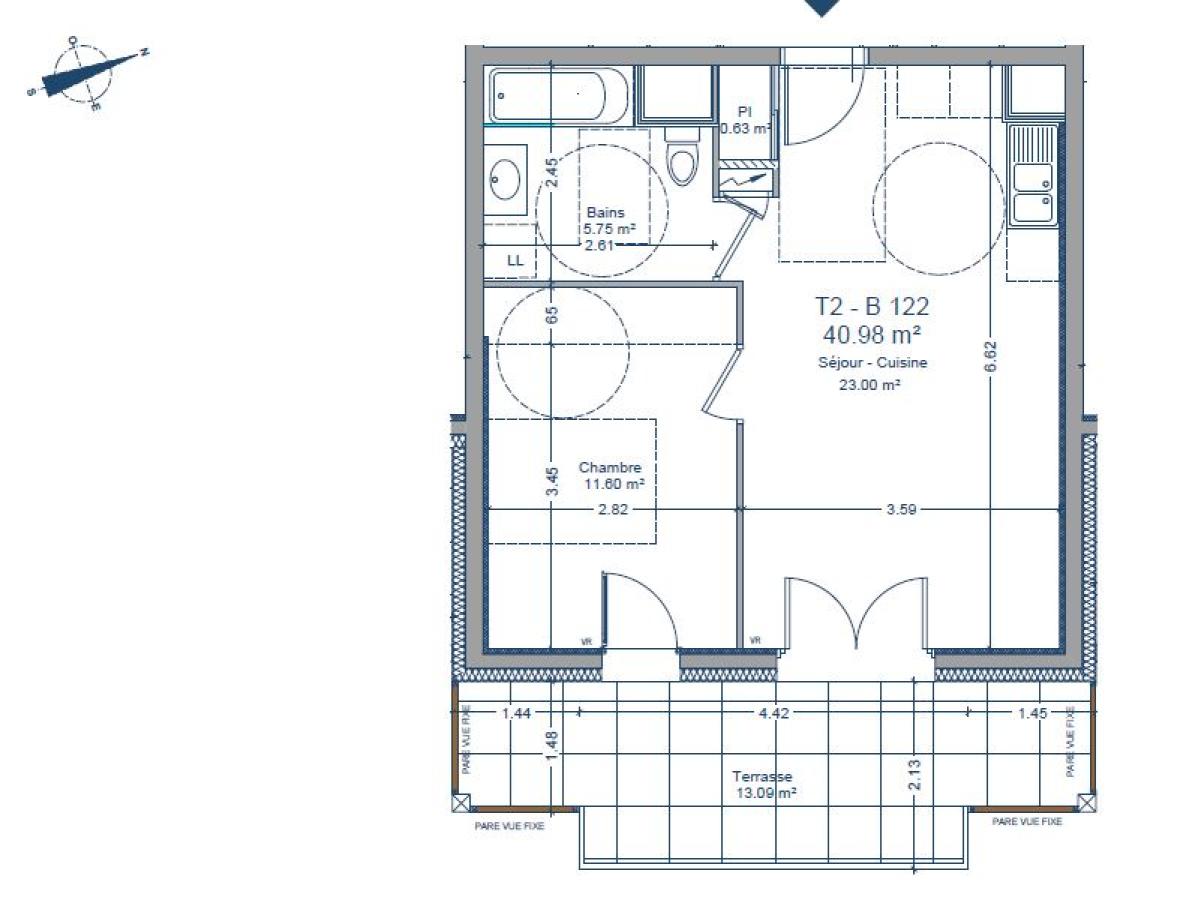 
																																							2 pièces - 
																																						2ème étage - 41m² - 957,77 € - Photo #2