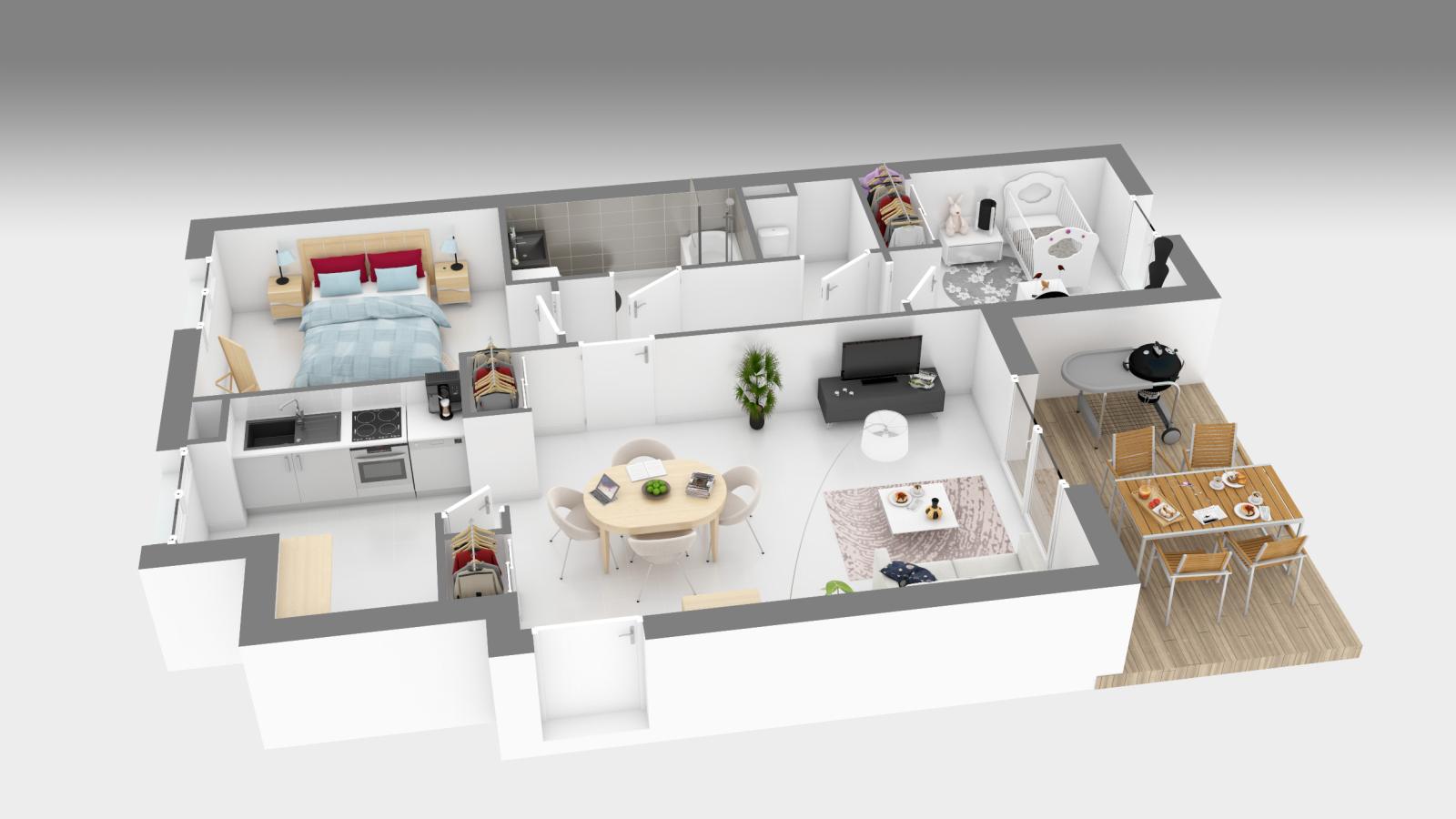 3 pièces - 2ème étage - 64m² - 656,71 € - Photo #1