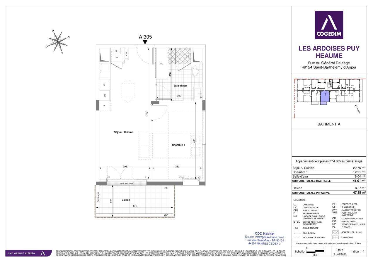 
																																							2 pièces - 
																																						3ème étage - 41m² - 580,17 € - Photo #2