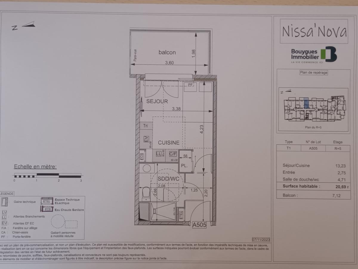 
																																							1 pièce - 
																																						5ème étage - 21m² - 454,16 € - Photo #2