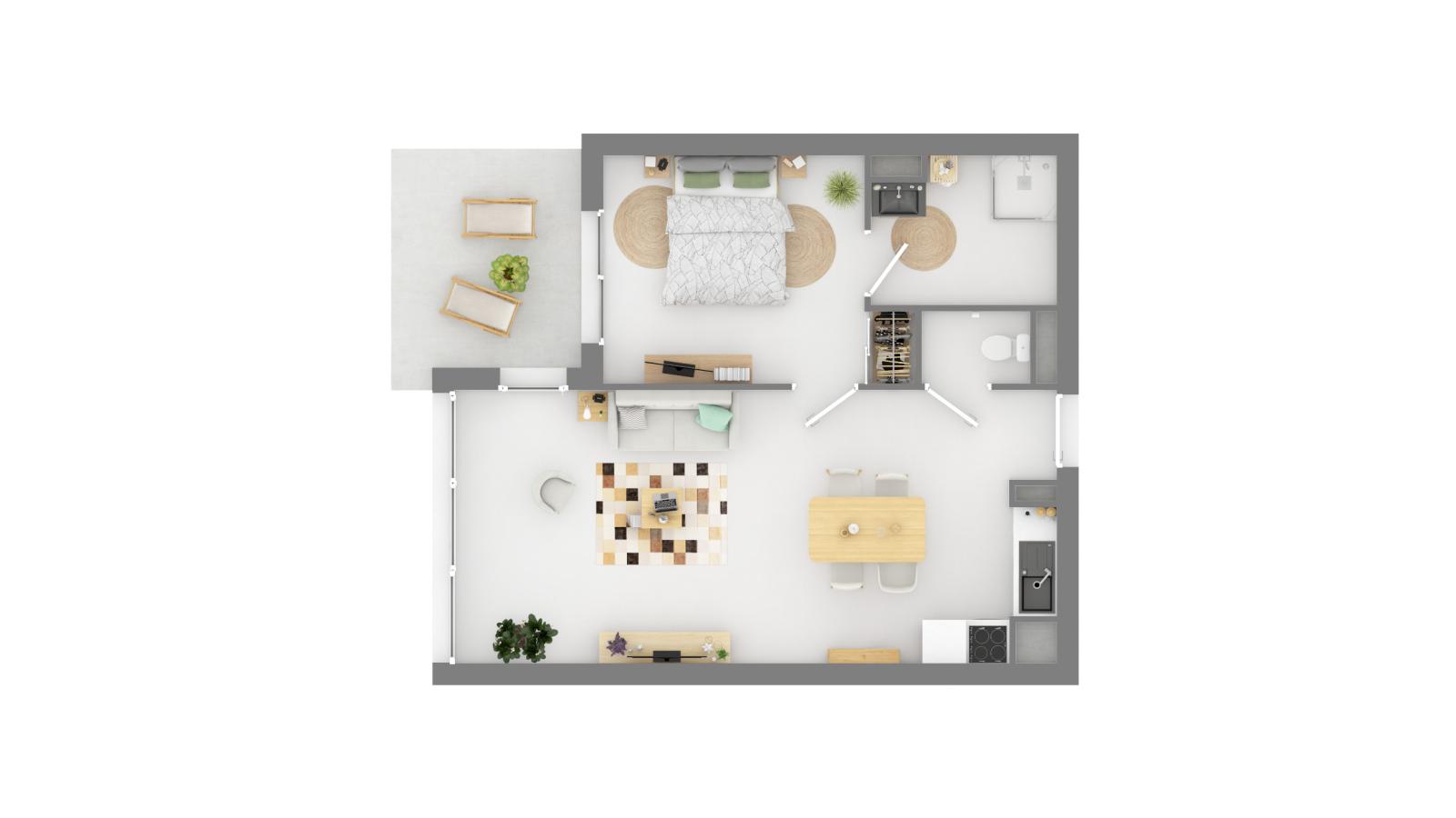 
																			2 pièces - 
																		RDC - 50m² - 1 098,99 € - Photo #1