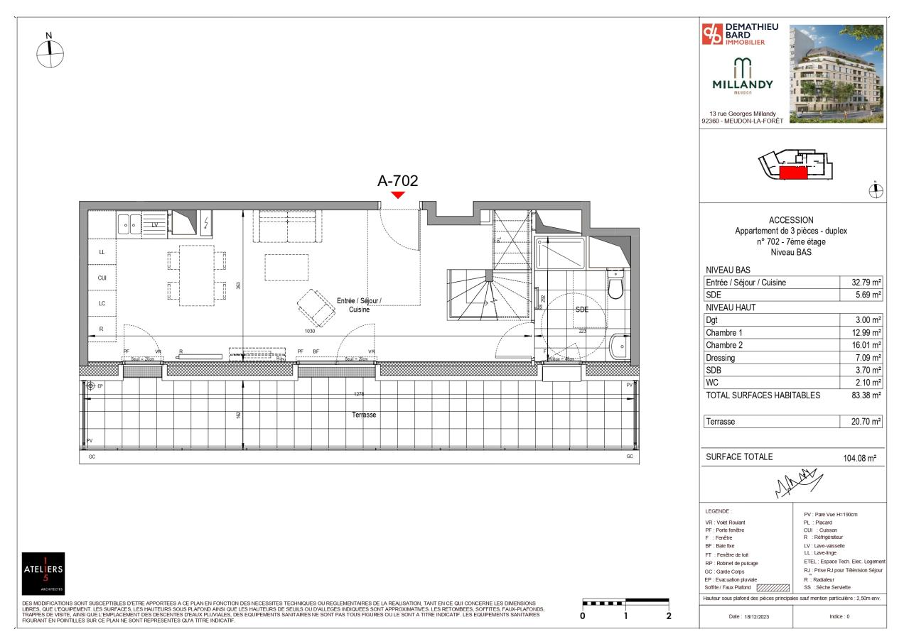 3 pièces - 7ème étage - 83m² - 1 828,66 € - Photo #1