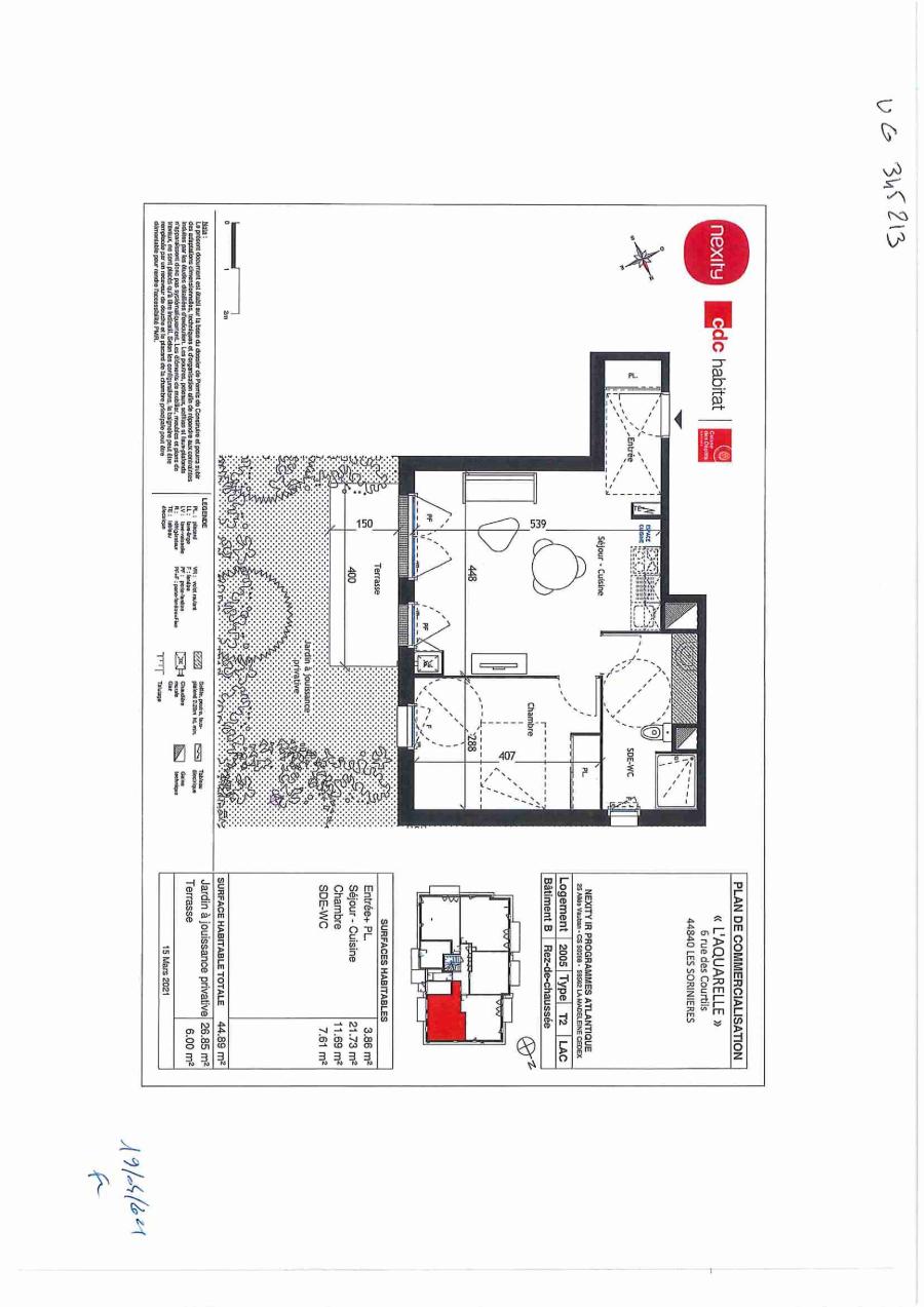 
																			2 pièces – 
																		RDC – 45m² - 664,75 € - Photo #2