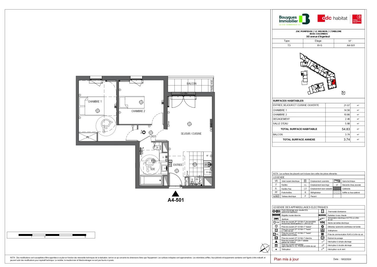 
																			3 pièces – 
																		5ème étage – 55m² - 1 428,57 € - Photo #1