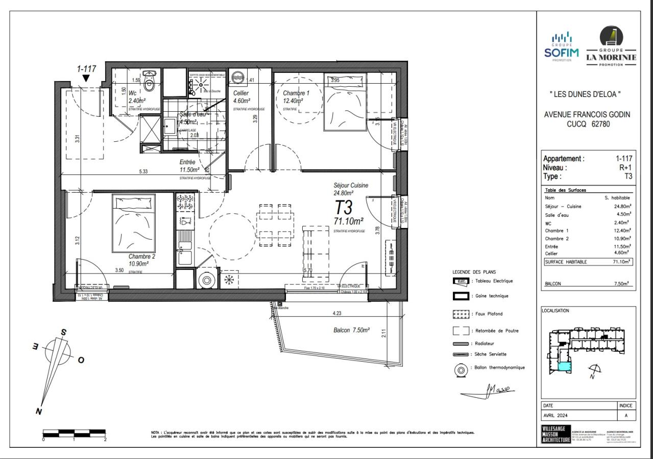 
																																							3 pièces - 
																																						1er étage - 72m² - 910,20 € - Photo #1