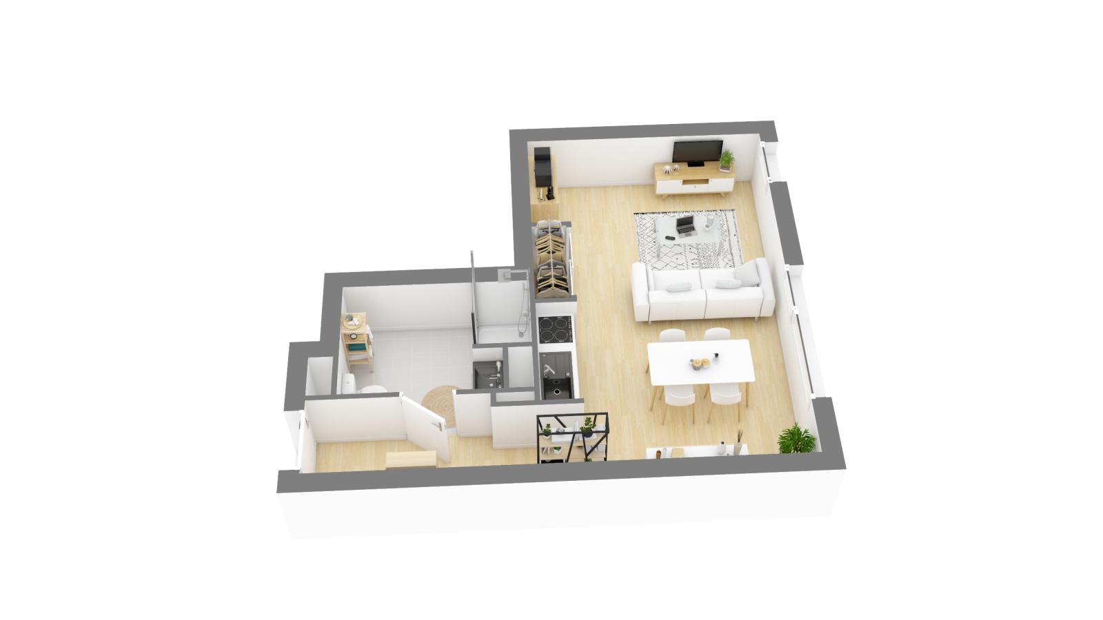 
																			1 pièce - 
																		3ème étage - 35m² - 550,85 € - Photo #4