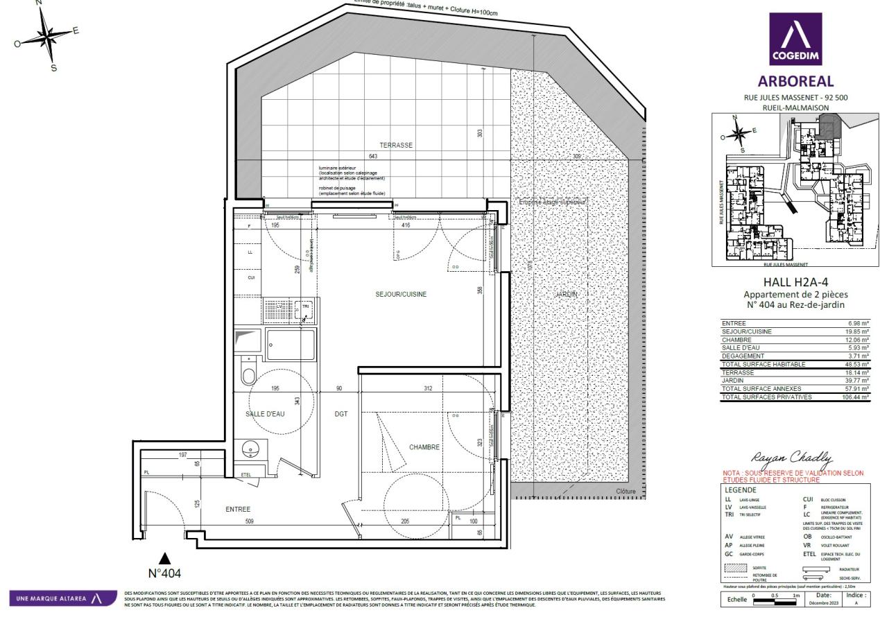 2 pièces - RDC - 49m²