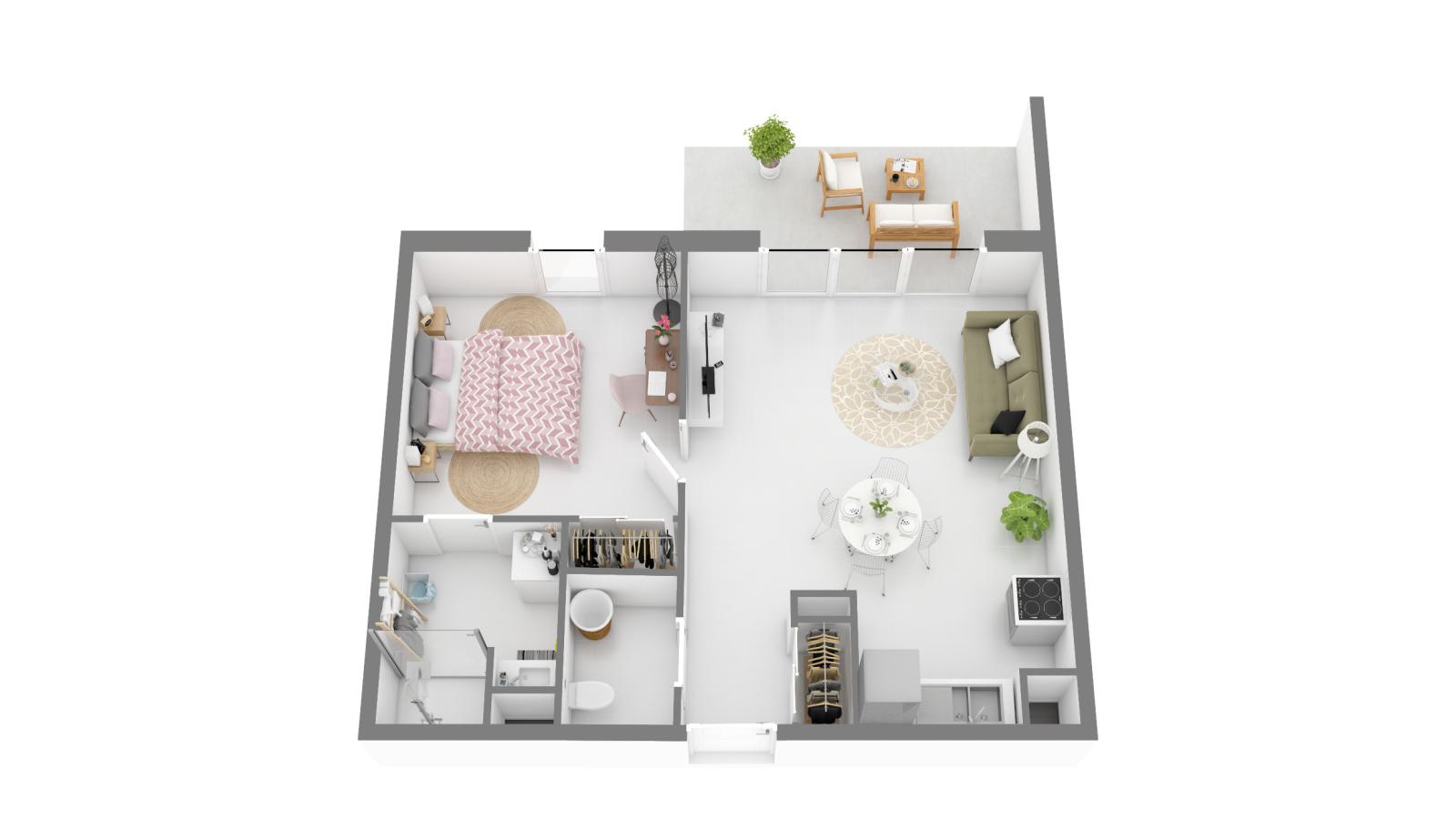 
																			2 pièces - 
																		RDC - 46m² - 664,47 € - Photo #0