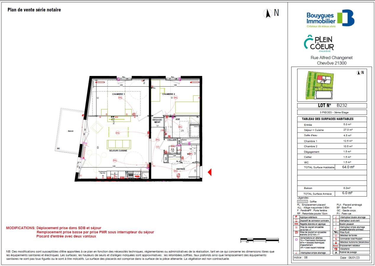 
																			3 pièces - 
																		3ème étage - 63m² - 743,85 € - Photo #0
