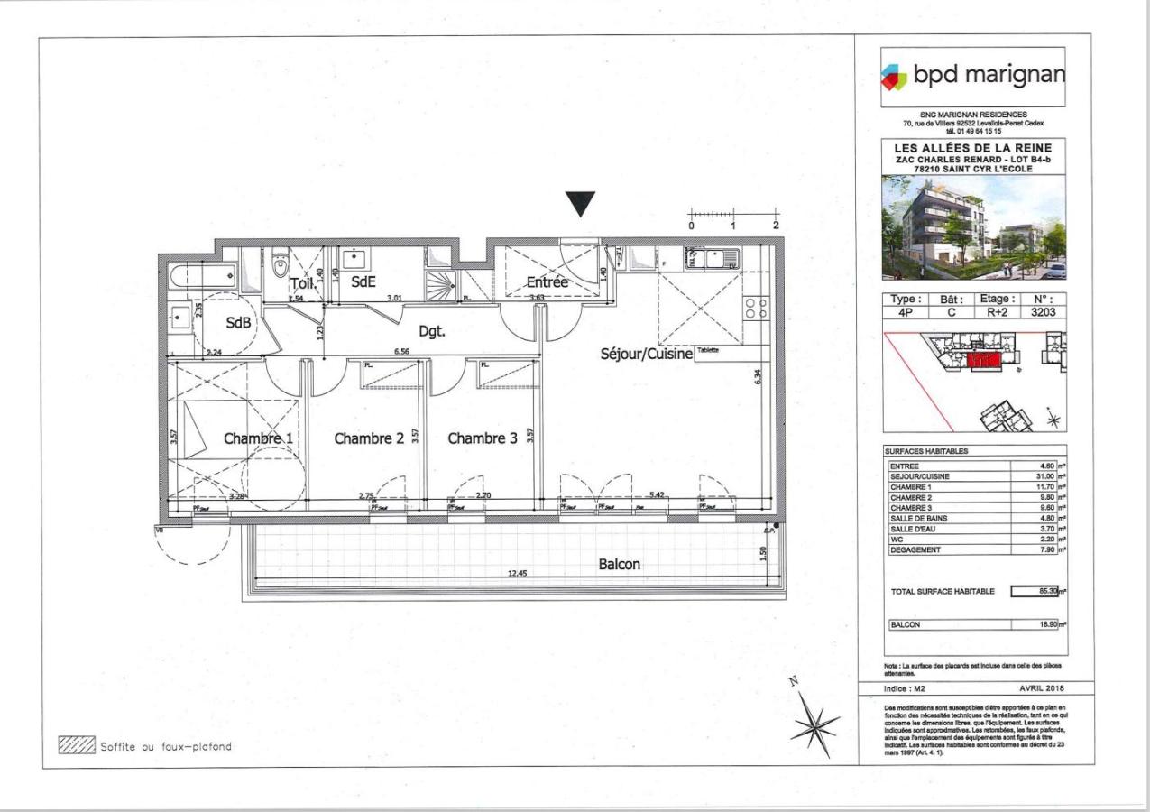 
																			4 pièces – 
																		2ème étage – 85m² - 1 551,03 € - Photo #4