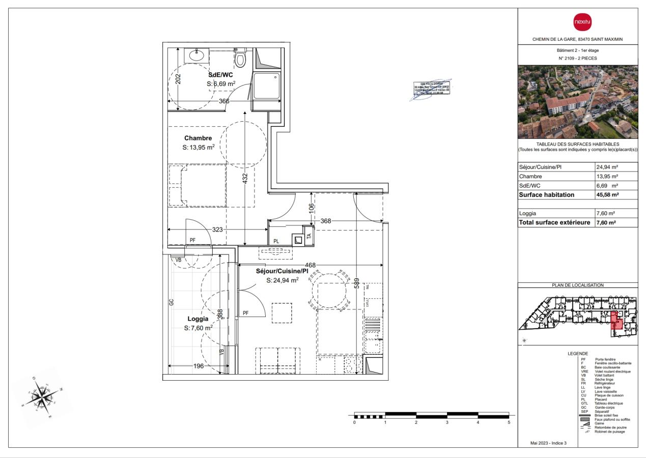 
																			2 pièces - 
																		1er étage - 46m² - 639,11 € - Photo #1