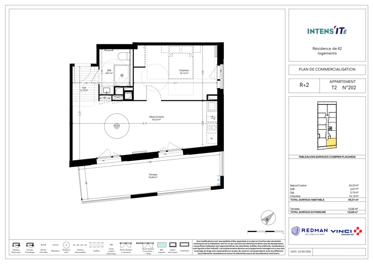 2 pièces - 2ème étage - 45m² - 881,39 € - Photo #0