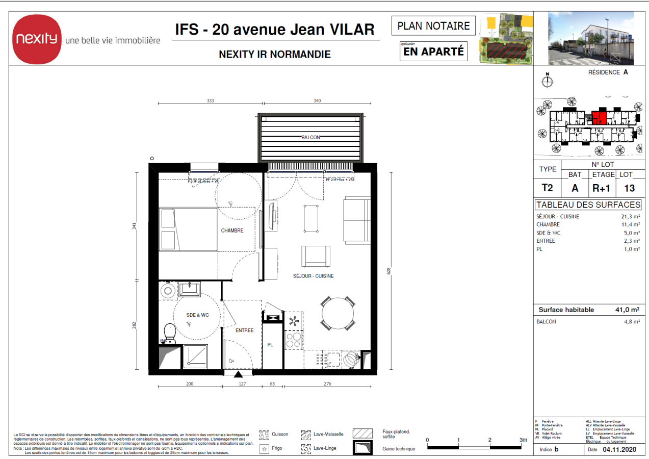 
																																							2 pièces - 
																																						1er étage - 41m² - 594,12 € - Photo #4