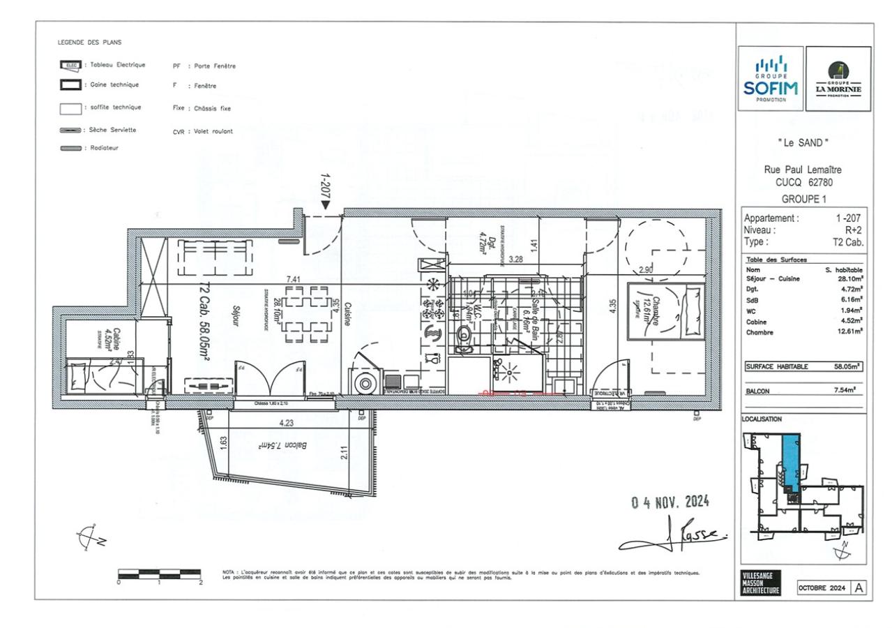 2 pièces - 2ème étage - 59m² - 808,05 € - Photo #0