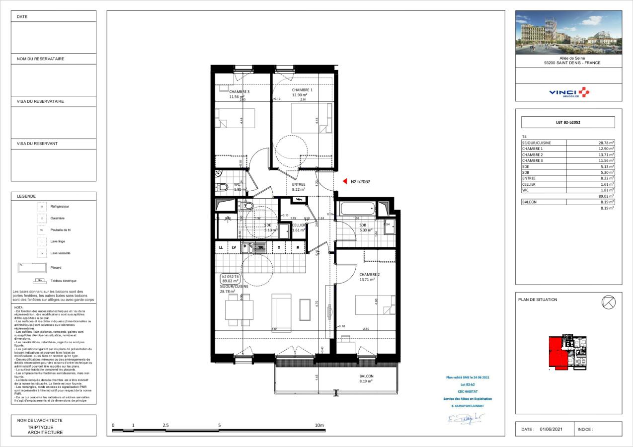 
																			4 pièces - 
																		5ème étage - 89m² - 1 640,98 € - Photo #0