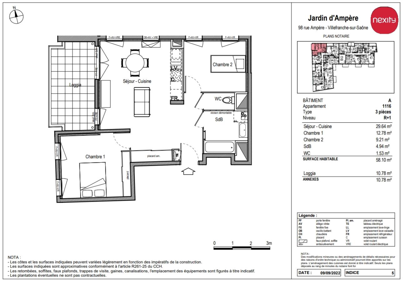 
																																							3 pièces - 
																																						1er étage - 58m² - 779,74 € - Photo #6