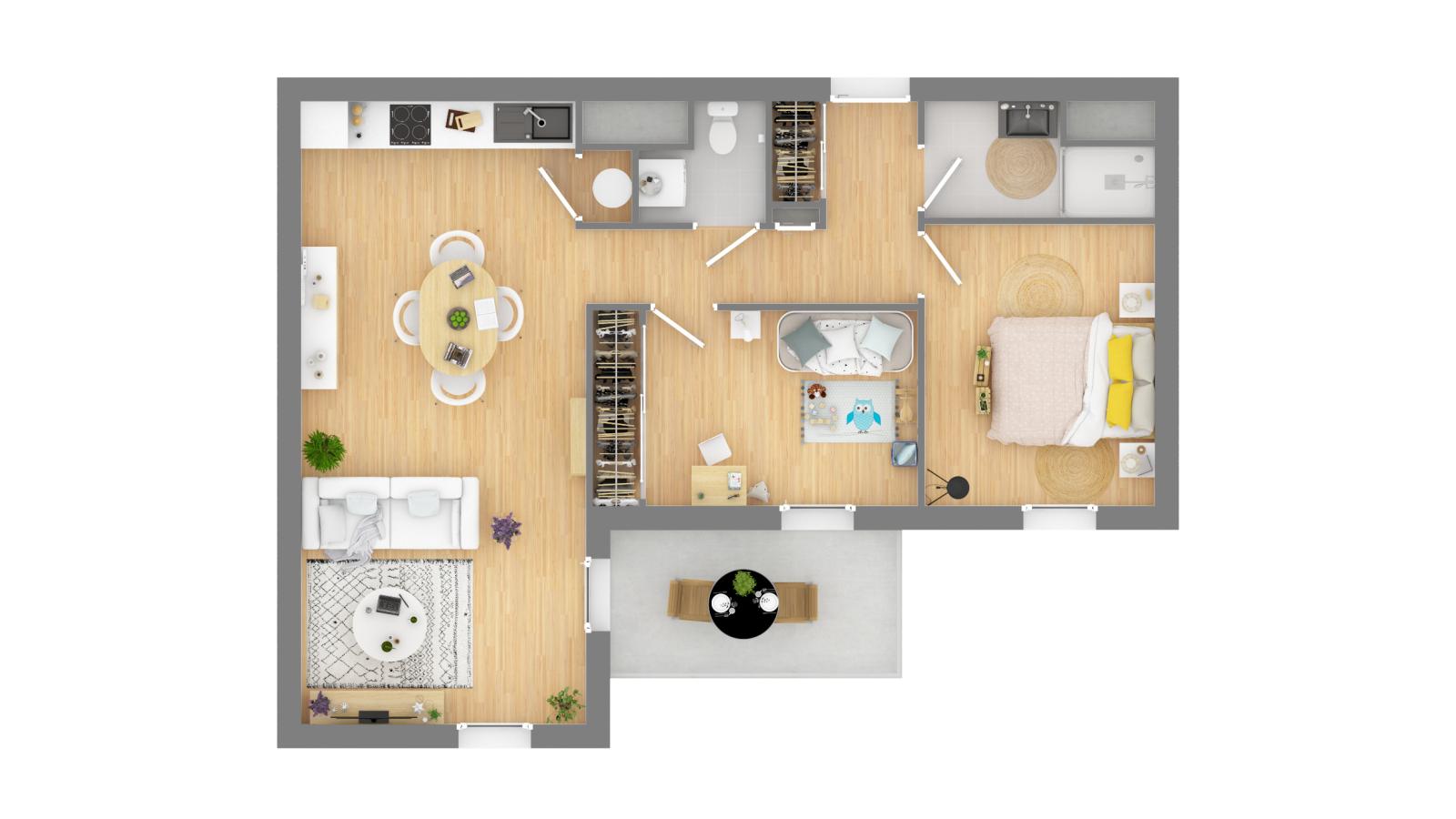 
																																							3 pièces - 
																																						1er étage - 62m² - 728,83 € - Photo #1