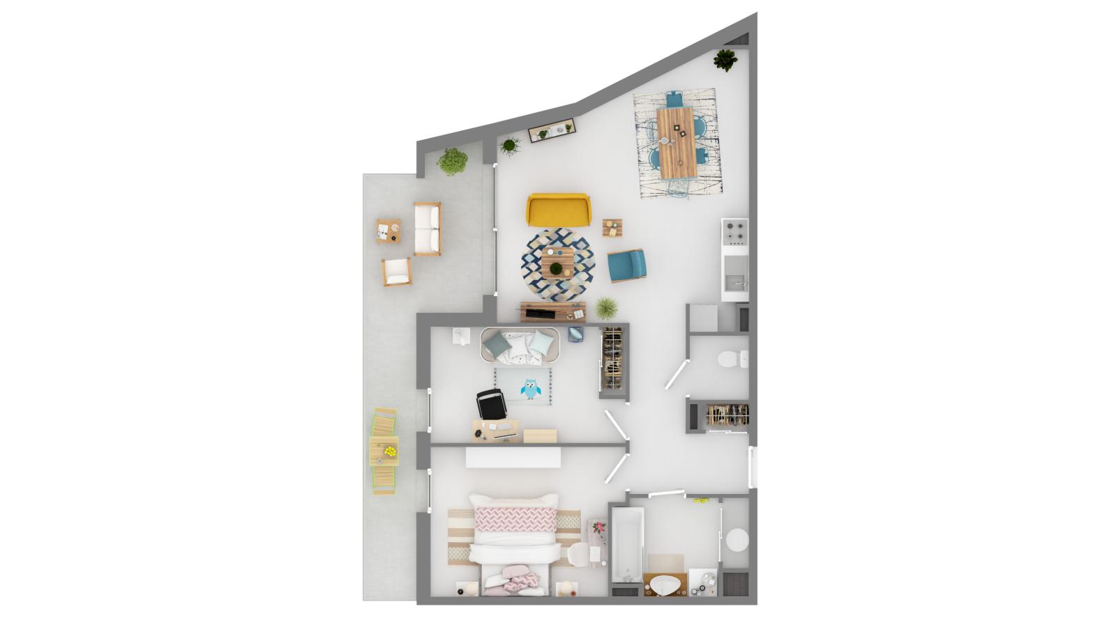 
																																							3 pièces - 
																																						1er étage - 65m² - 1 569,56 € - Photo #2