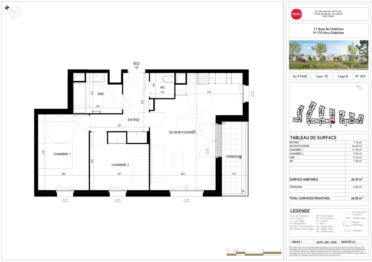 3 pièces - 1er étage - 60m²