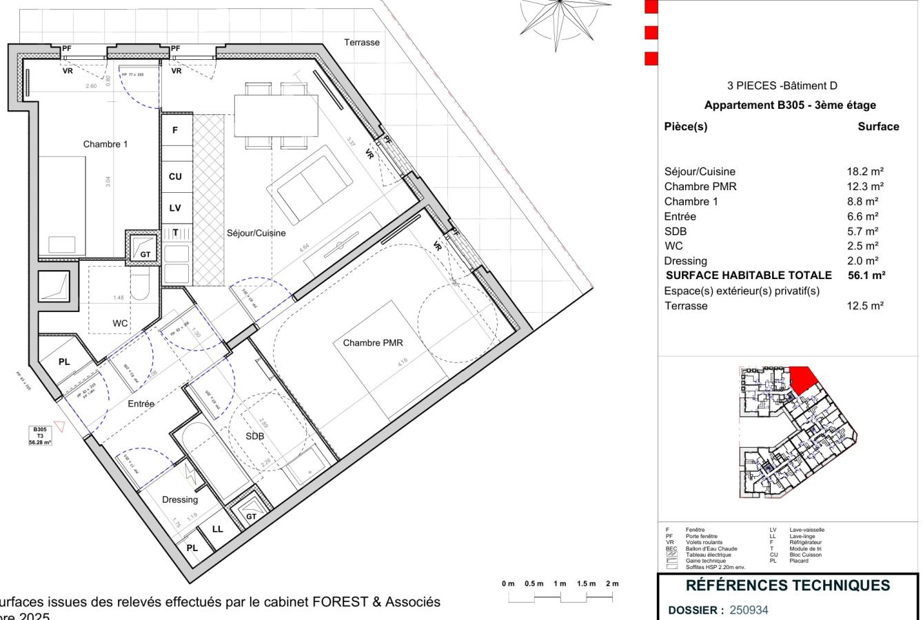 3 pièces - 3ème étage - 56m²