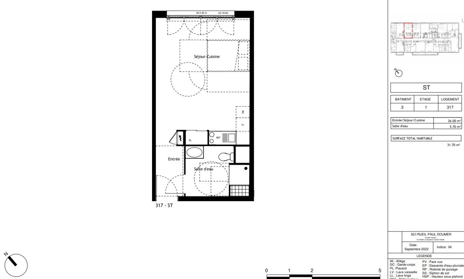 
																			1 pièce - 
																		1er étage - 32m² - 843,69 € - Photo #1