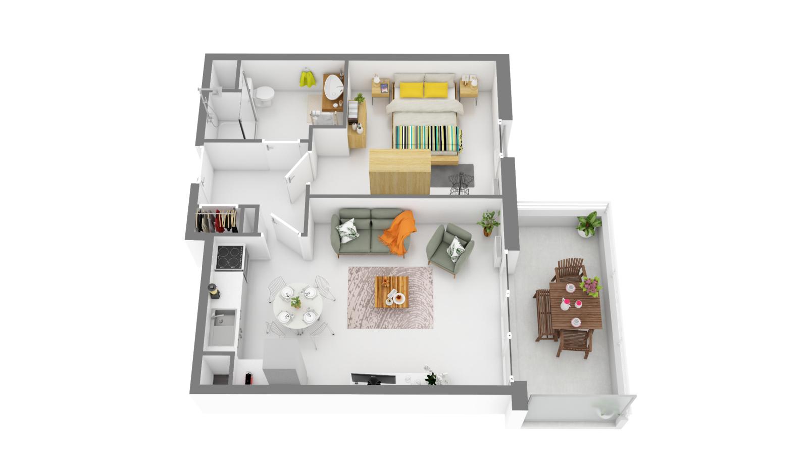 2 pièces - 1er étage - 43m² - 782,89 € - Photo #1