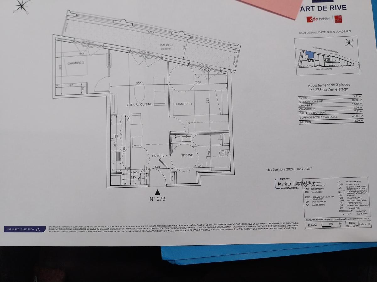 
																																							3 pièces - 
																																						7ème étage - 52m² - 792,39 € - Photo #2