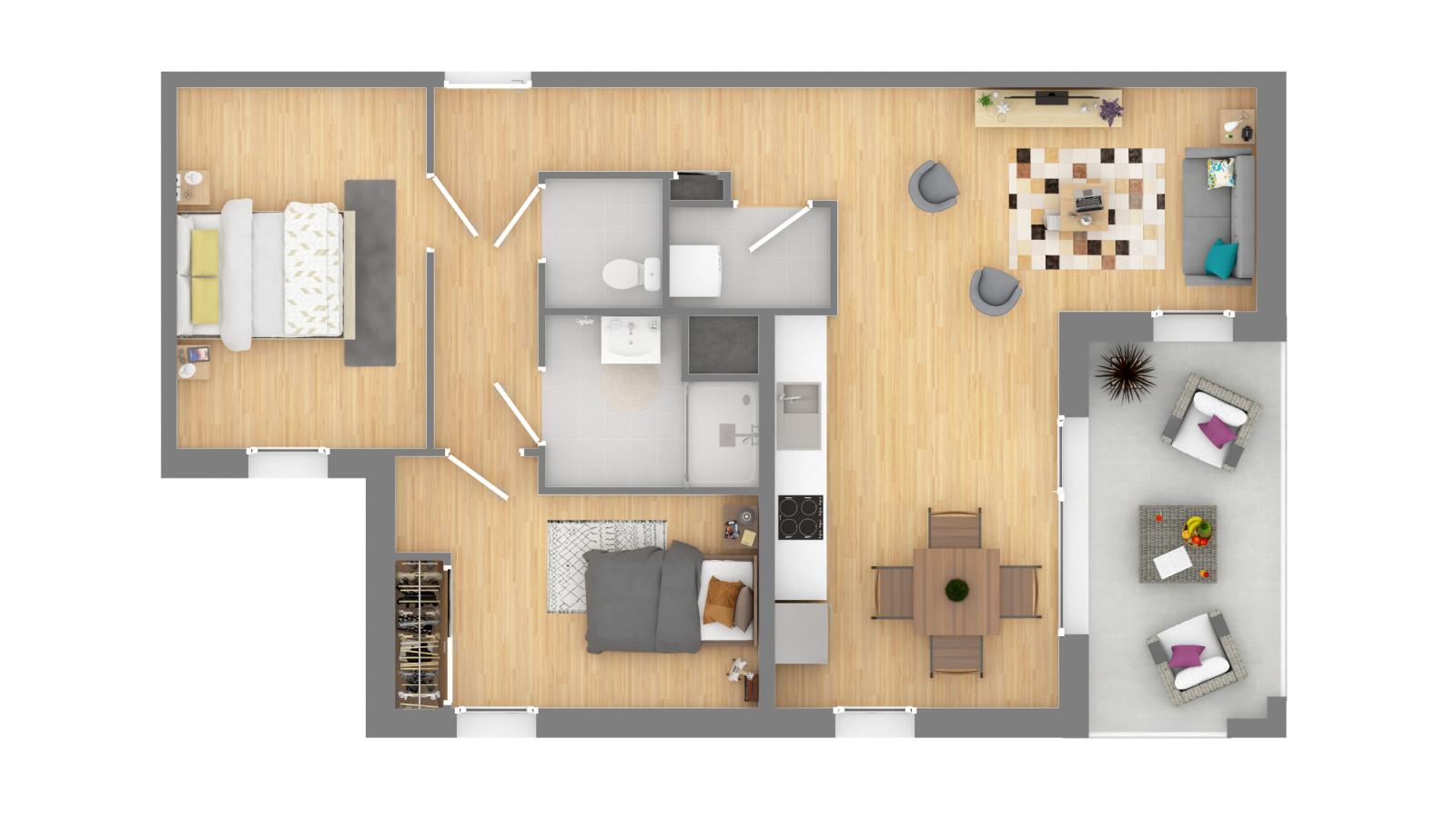 3 pièces - 3ème étage - 66m² - 939,99 € - Photo #7