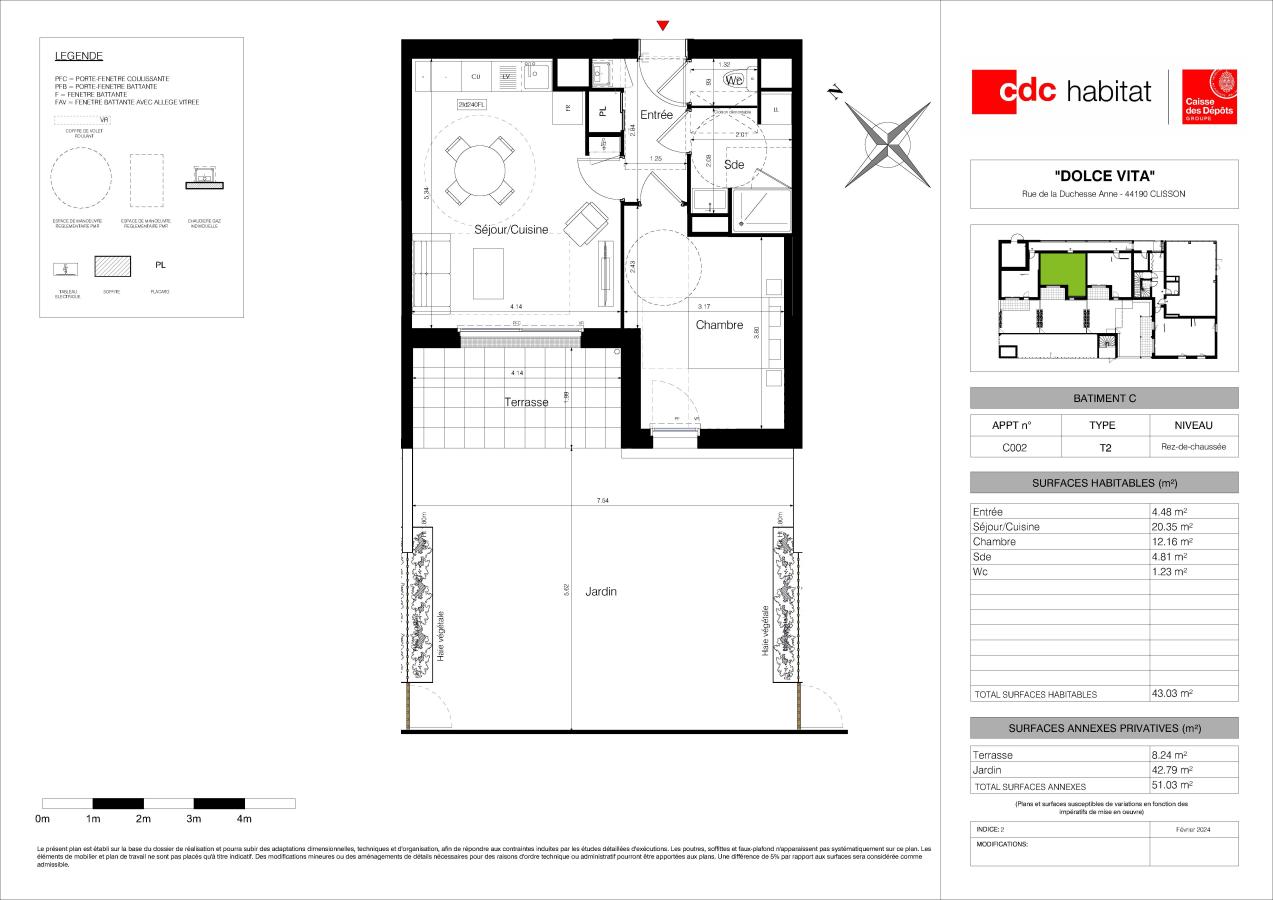 
																			2 pièces - 
																		RDC - 43m² - 627,21 € - Photo #2