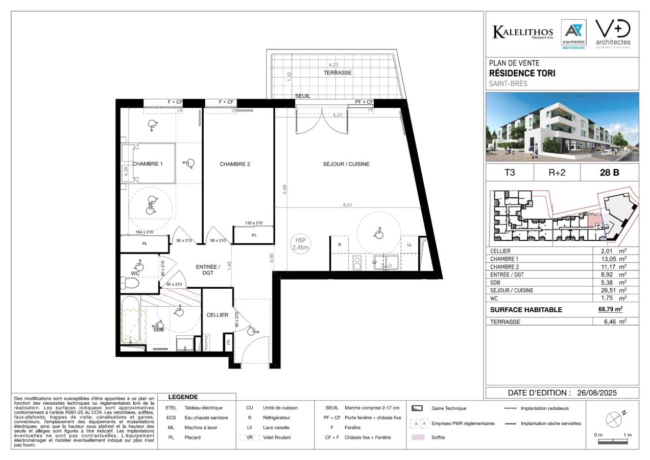 
																																							3 pièces - 
																																						2ème étage - 69m² - 890,92 € - Photo #3