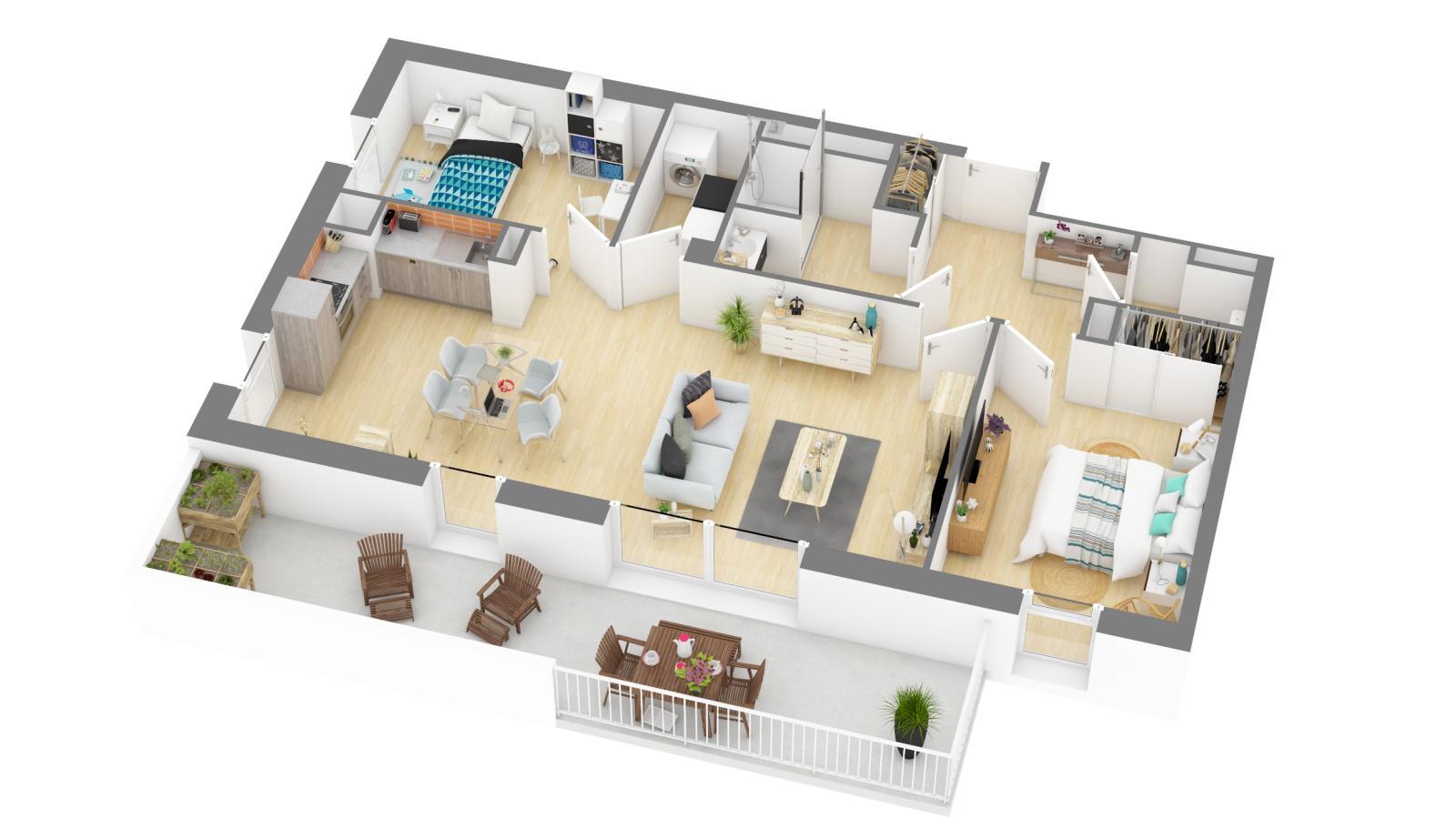 
																			3 pièces - 
																		1er étage - 74m² - 862,91 € - Photo #3