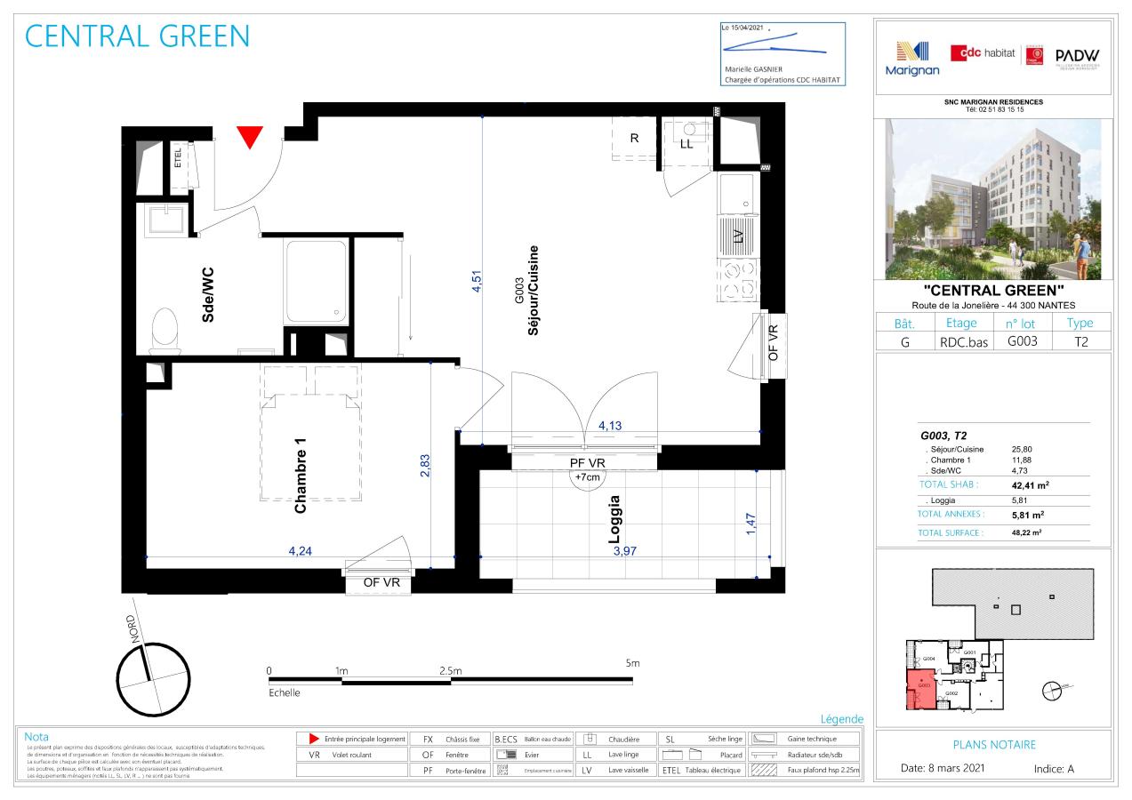 
																																							2 pièces – 
																																						RDC – 42m² - 616,71 € - Photo #1