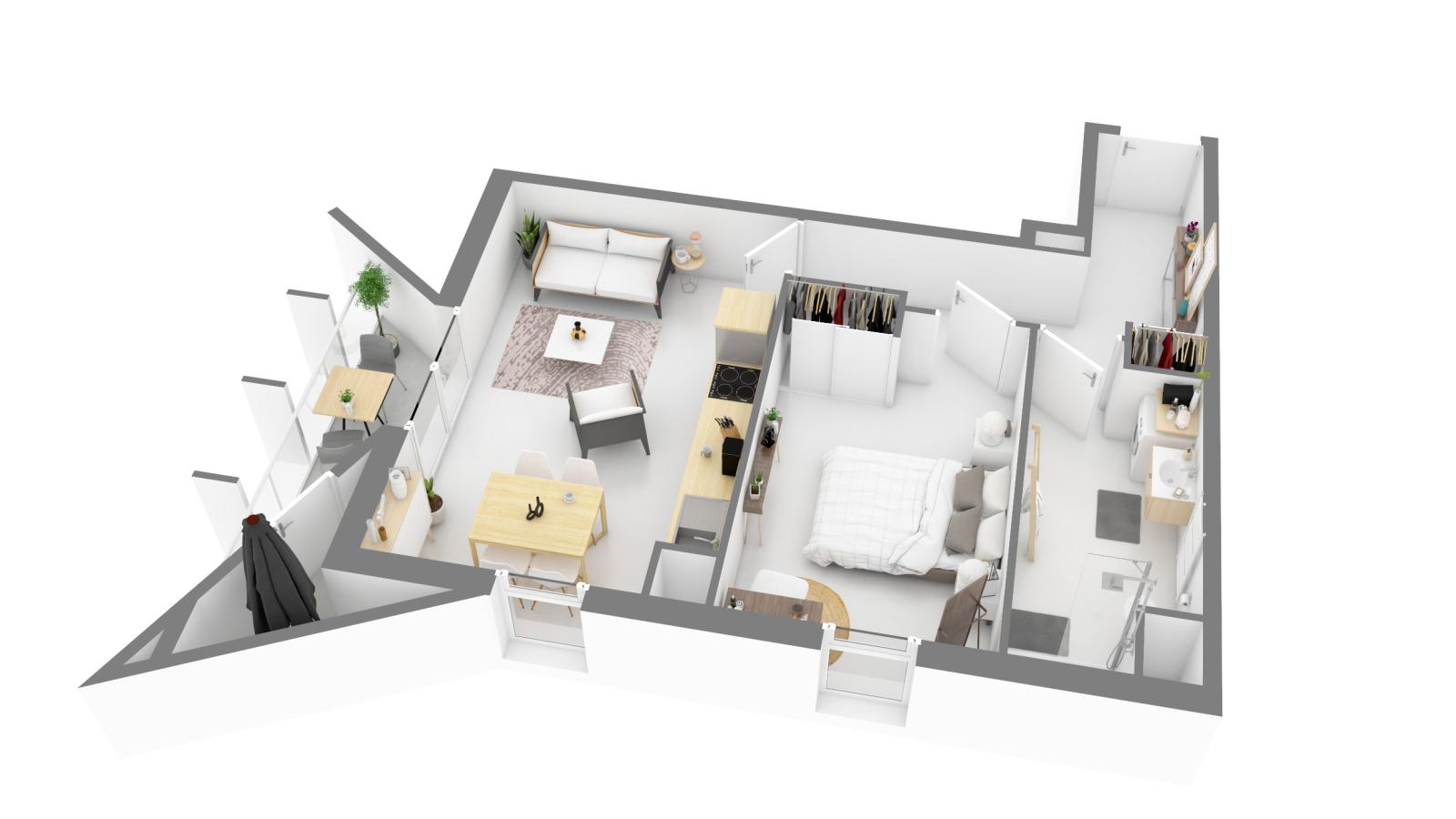 
																																							2 pièces - 
																																						6ème étage - 48m² - 971,59 € - Photo #1