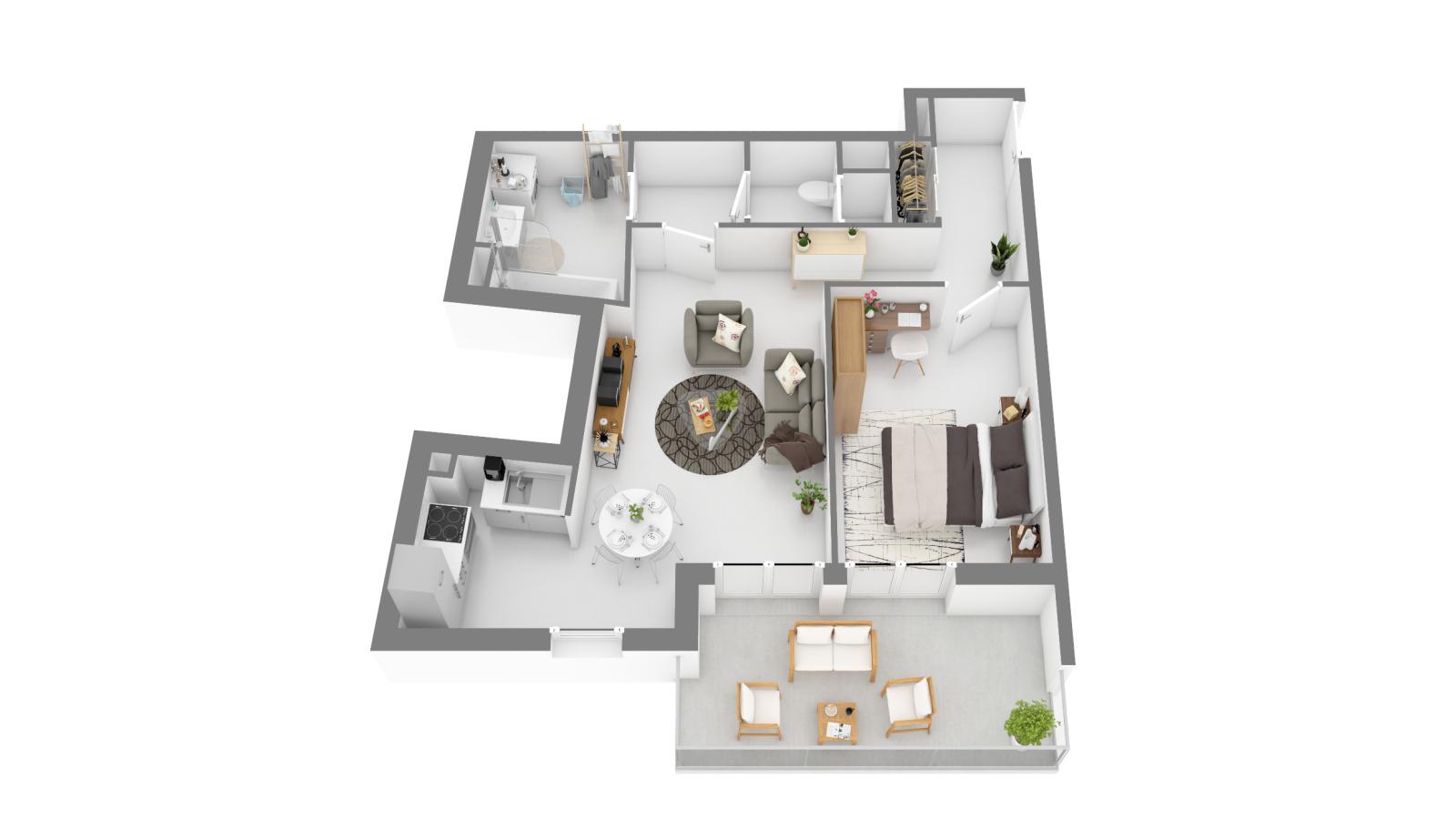 
																																							2 pièces - 
																																						1er étage - 50m² - 1 105,17 € - Photo #4