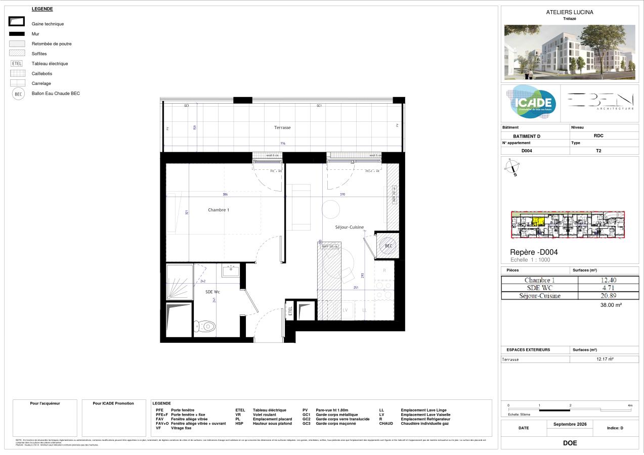 
																																							2 pièces - 
																																						RDC - 38m² - 476,33 € - Photo #1