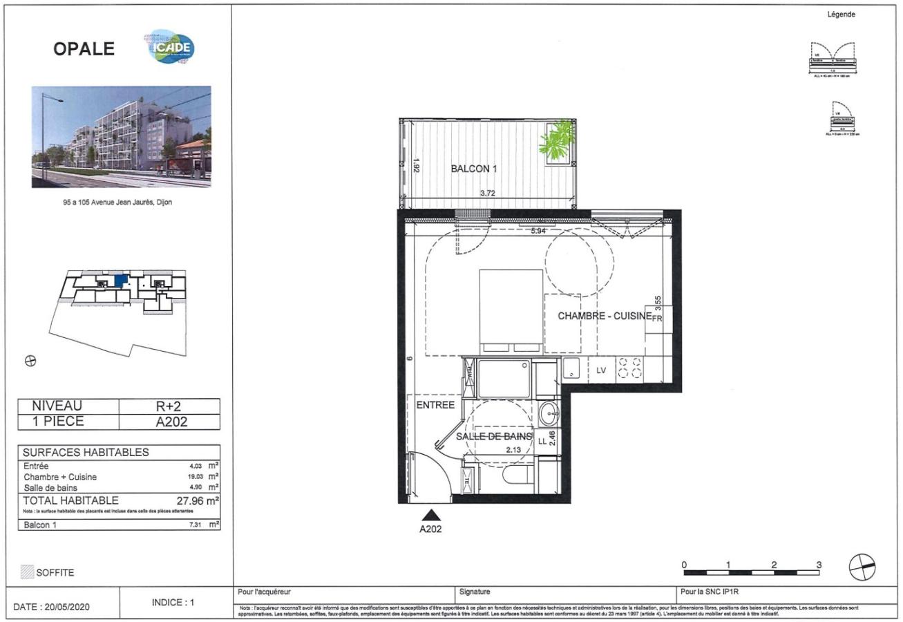 
																			1 pièce - 
																		2ème étage - 28m² - 514,09 € - Photo #1