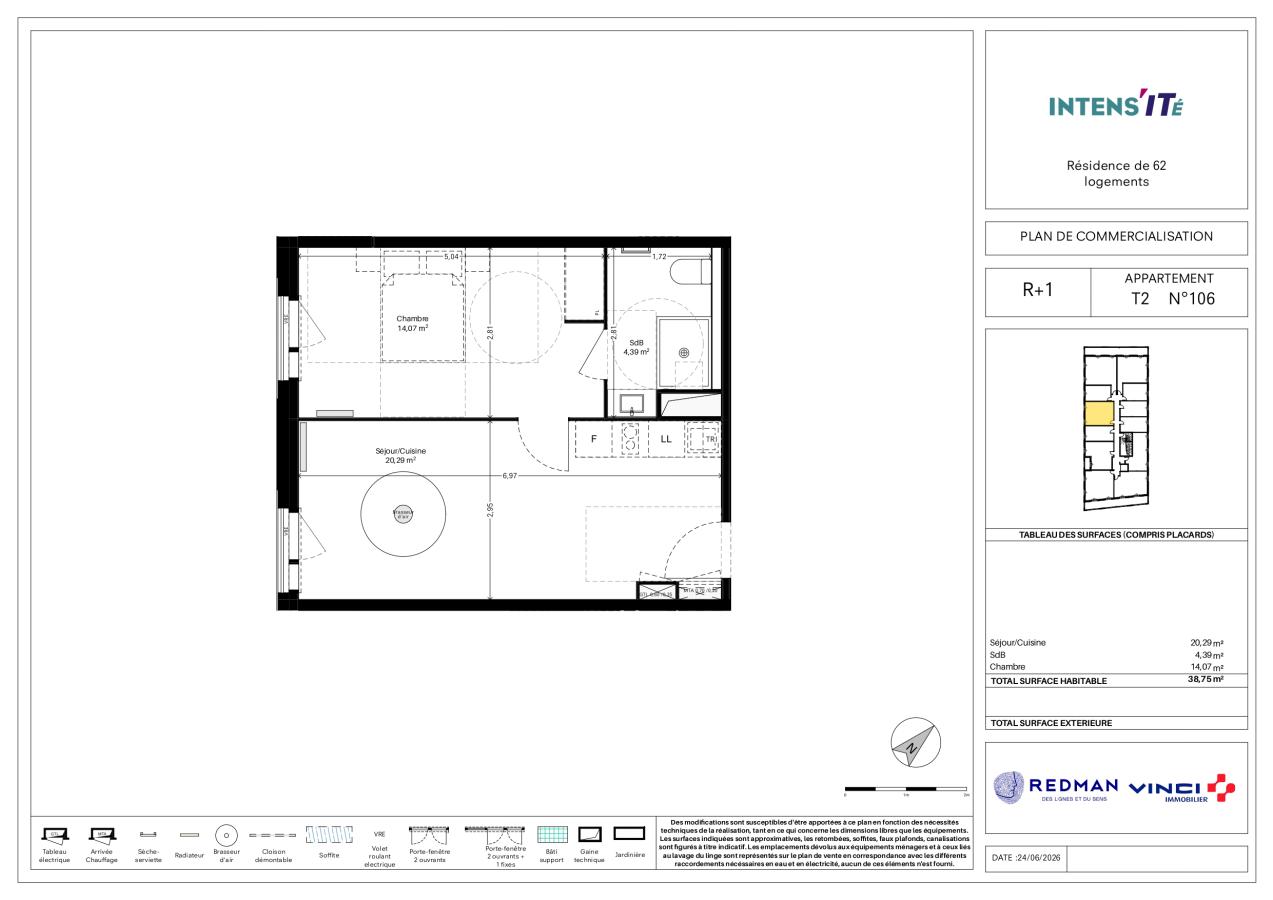 2 pièces - 1er étage - 39m² - 646,12 € - Photo #5