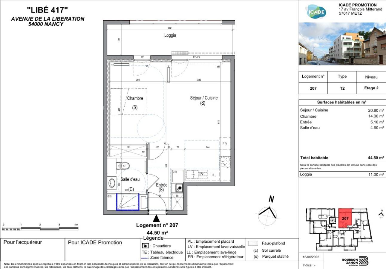 
																																							2 pièces - 
																																						2ème étage - 45m² - 623,90 € - Photo #6